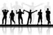 Silhouettes of six boys
