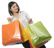 .portrait of one happy young adult girl with colored bags.. .portrait of one happy young adult girl with colored bags..