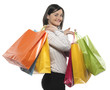 .portrait of one happy young adult girl with colored bags.. .portrait of one happy young adult girl with colored bags..