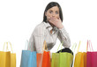 .portrait of one happy young adult girl with colored bags.. .portrait of one happy young adult girl with colored bags..