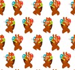 Seamless Easter pattern with bunnies and eggs