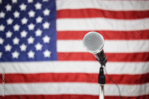 Photo: American Flag and microphone American Flag and microphone