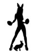 Illustration: silhouette of sexy woman dressed as bunny on white silhouette of sexy woman dressed as bunny on white