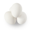 Four piled eggs isolated on white background