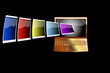 Concept of storing photos on golden laptop
