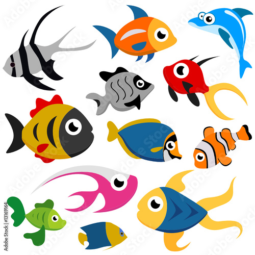 cartoon fish. cartoon fish set vector