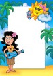 Frame with Hawaiian girl