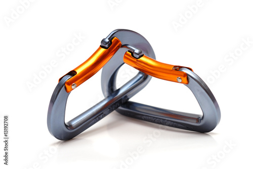 Photo: two carabiners linked together two carabiners linked together