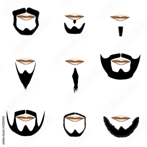 Vector: Beard and mustache vector silhouette set Beard and mustache vector silhouette set