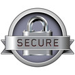 Secure badge with padlock in stainless steel vector Secure badge with padlock in stainless steel vector