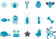 Vector icons pack - Blue Series, animals collection