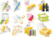 Vector office supplies icon set