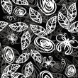 Flower seamless background - Black and White illustration