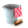 Zinc bucket with cleaning brush