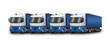 quatre camions bleus