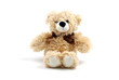 Brown teddy bear toy isolated on white background with shadow. Brown teddy bear toy isolated on white background with shadow.