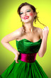 Beautiful girl in green dress