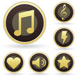 Music appreciation icons on classy button set Music appreciation icons on classy button set