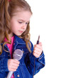 Young girl with microphone