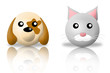 animals icons - dog and cat. white background and reflection animals icons - dog and cat. white background and reflection