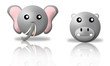 animals icons - elephant and hippopotamus. white background animals icons - elephant and hippopotamus. white background