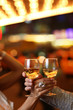 Hands holding the glasses of champagne making a toast Hands holding the glasses of champagne making a toast