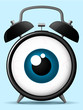 Vektor: Classic alarm clock with staring eyeball Classic alarm clock with staring eyeball