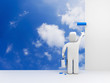 Person paint sky