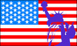 Statue of liberty with American flag
