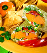 Tortilla Filled with Vegetables and Mango. Tortilla Filled with Vegetables and Mango.