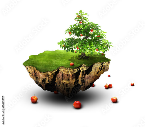 Illustration: Аpple tree on flying island Аpple tree on flying island