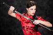 beautiful girl dressed in a kimono with katana in her hands beautiful girl dressed in a kimono with katana in her hands