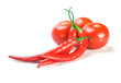 Red chilly peppers and tomatoes Red chilly peppers and tomatoes