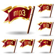 Audio file extension icon on vector flag buttons Audio file extension icon on vector flag buttons