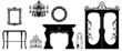 Collection of editable vector furniture and decoration silhouett