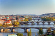 View on Prague Bridges at sunset
