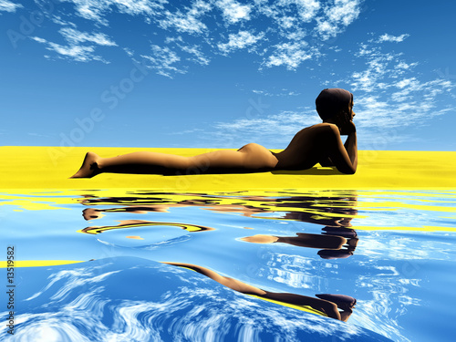 Illustration: femme nue sur la plage femme nue sur la plage