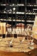 Wine  glasses and barrels