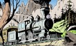 Illustration: Illustration of a Mountain Landscape with a steam train Illustration of a Mountain Landscape with a steam train