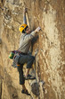 Climber going for it.