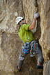 Climber going for it.