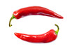 red hot chili peppers on white with clipping path