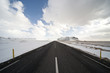 plain with snow and road