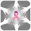 Circle of hands against cancer disease
