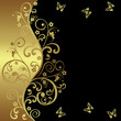 Elegant background with black and golden flowers