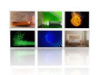 Several TVs with images