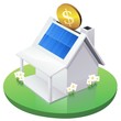 White American House MoneyBox with solar panel in garden