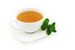 Hot mint tea on white background