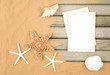 old blank cards in a beach background old blank cards in a beach background