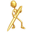 Construction Worker With Gold Pen Construction Worker With Gold Pen